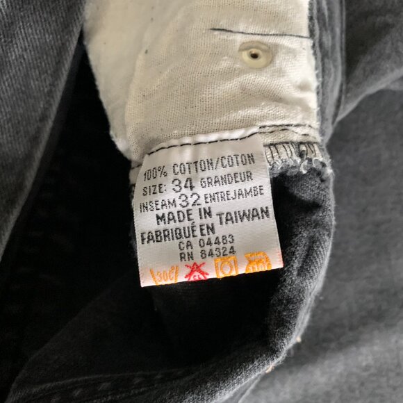 Vintage 90s LA Blues Faded Washed Black Denim Tapered Straight Leg Jeans - Picture 5 of 11